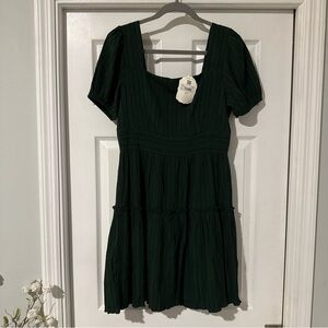 Altar'd State Hunter Green Square Neck Mini Dress